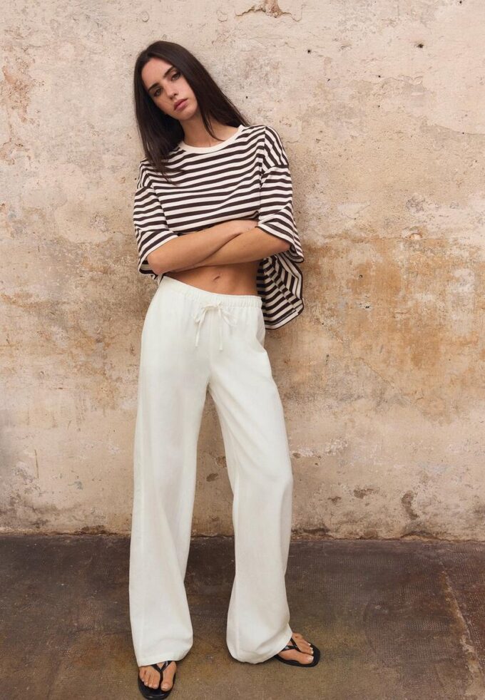 Bukser med snøring og lin-effekt