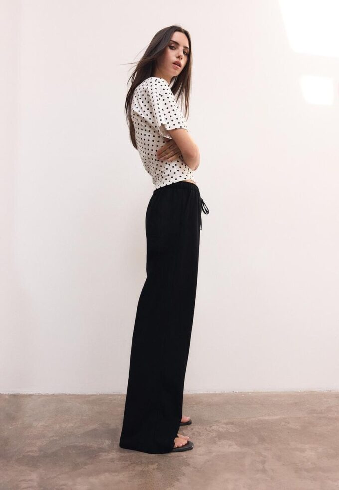 Bukser med snøring og lin-effekt