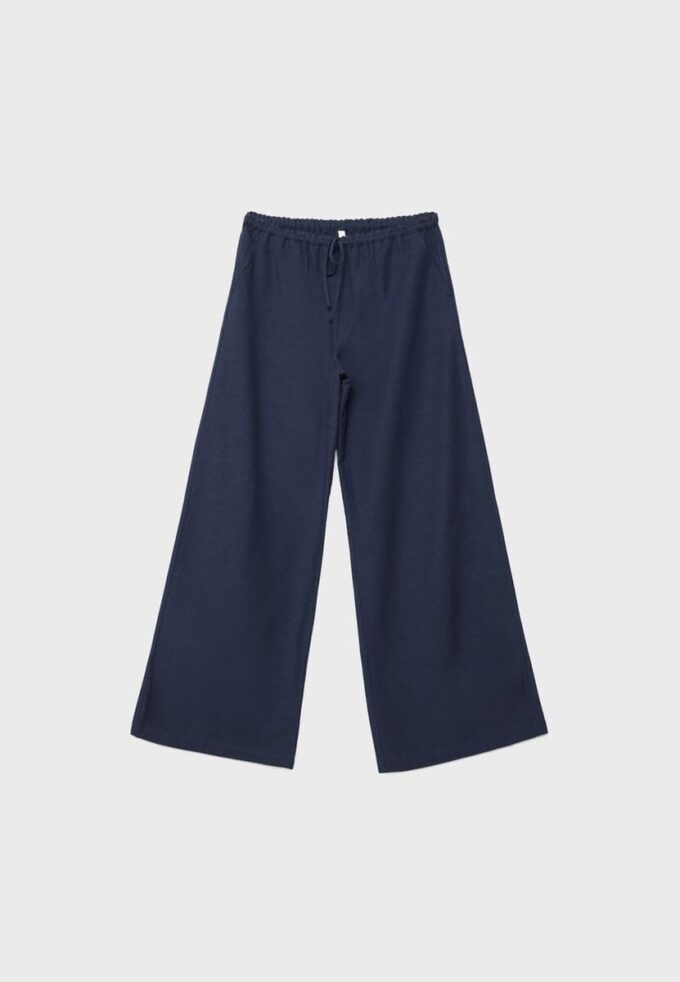 Bukser med vid ben og lin-effekt