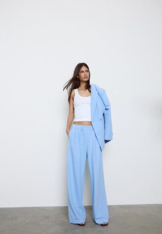 Casual stripete bukser med krysset midje