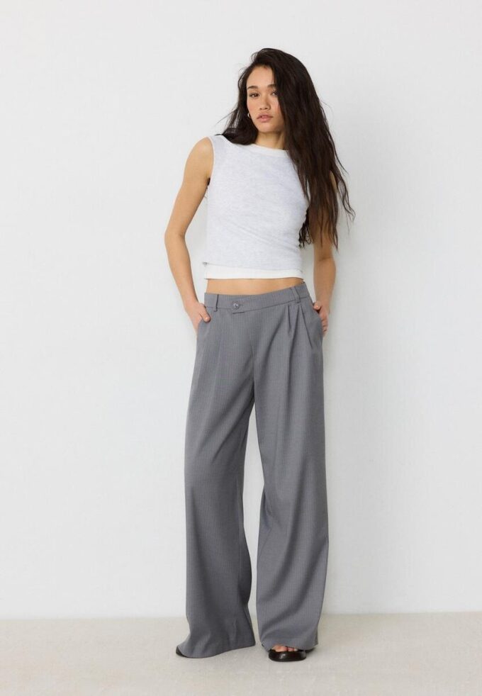 Casual stripete bukser med krysset midje