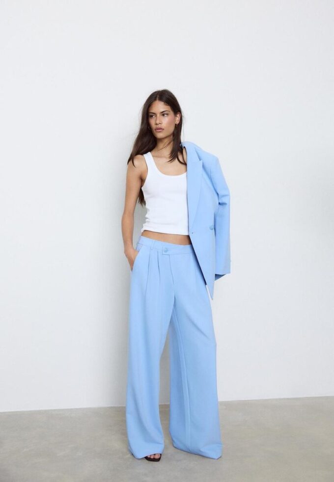 Casual stripete bukser med krysset midje