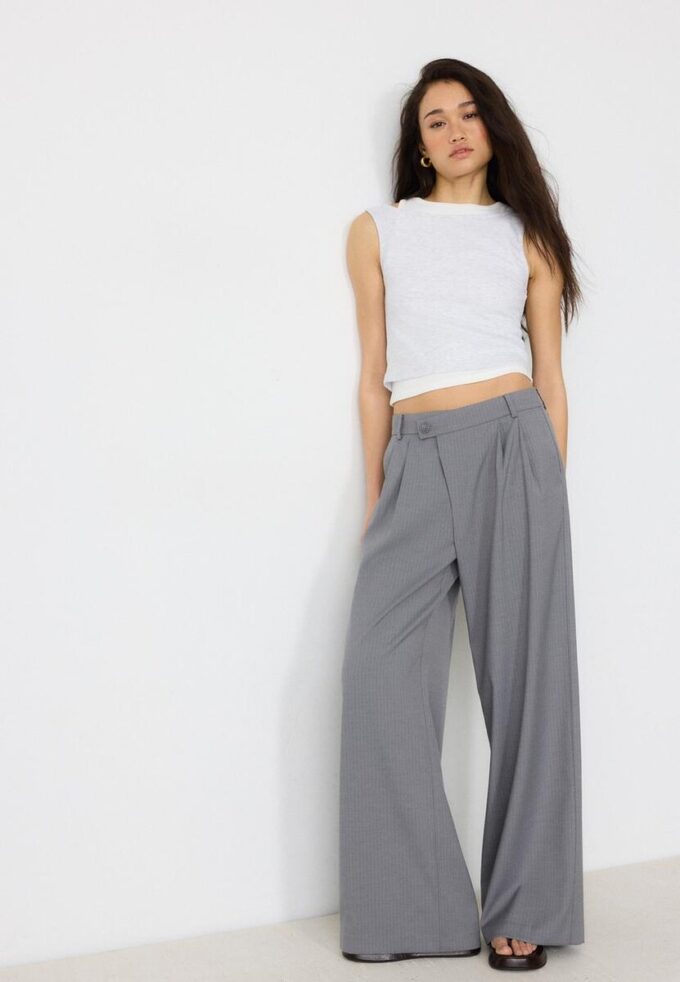 Casual stripete bukser med krysset midje