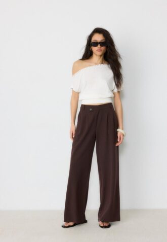 Casual stripete bukser med krysset midje