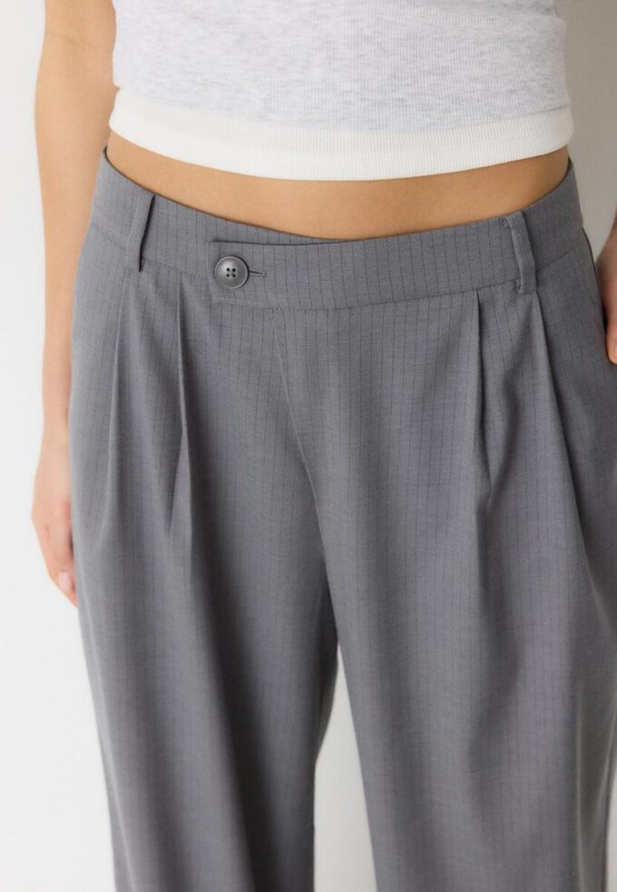Casual stripete bukser med krysset midje