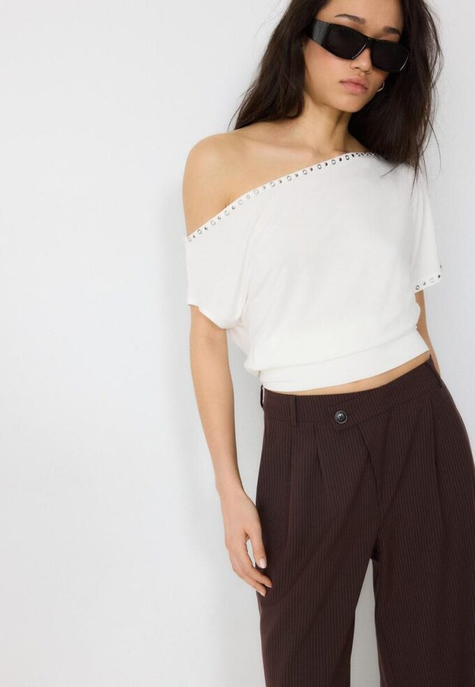 Casual stripete bukser med krysset midje