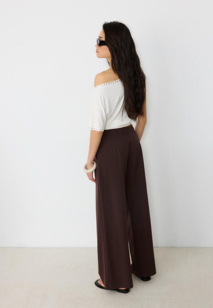 Casual stripete bukser med krysset midje