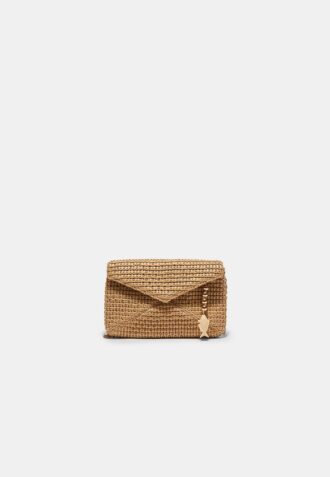 Crossbody-veske med raffia-effekt