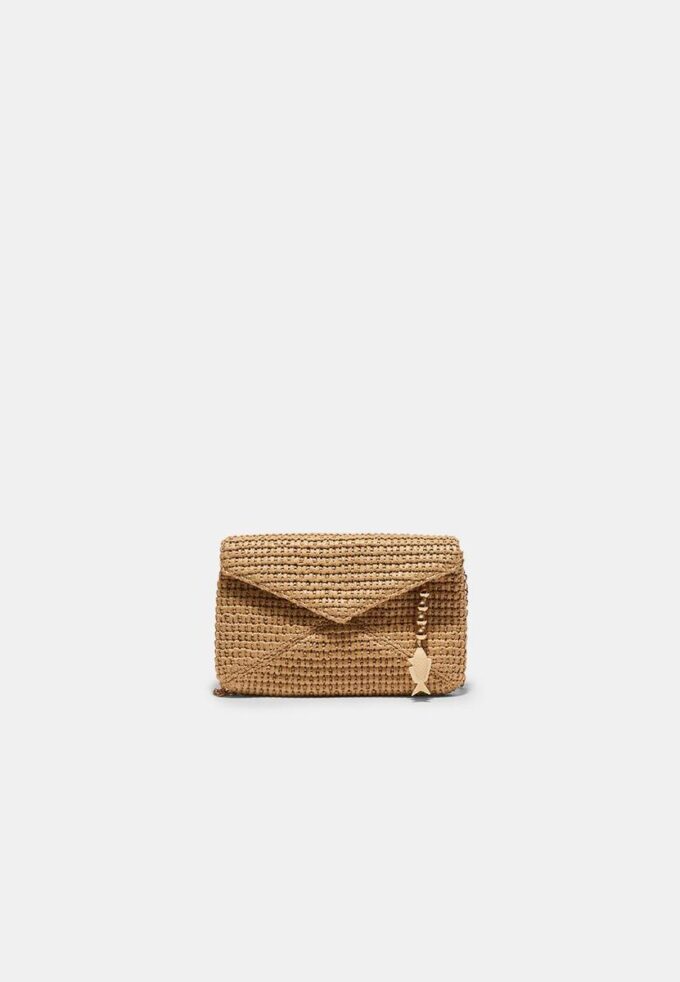 Crossbody-veske med raffia-effekt