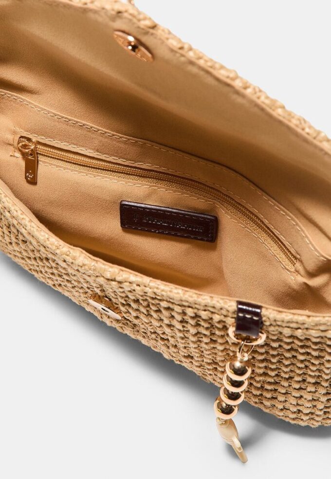 Crossbody-veske med raffia-effekt