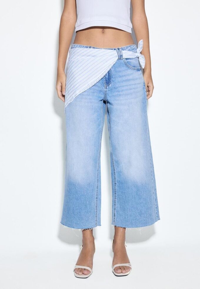 Culotte-jeans med skjerfdetaljer