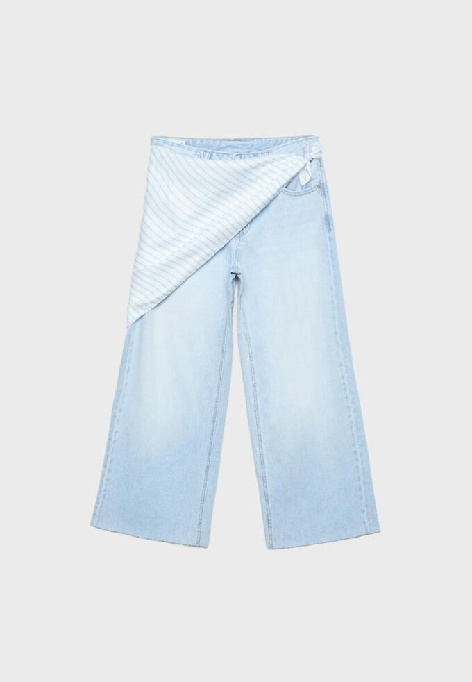 Culotte-jeans med skjerfdetaljer