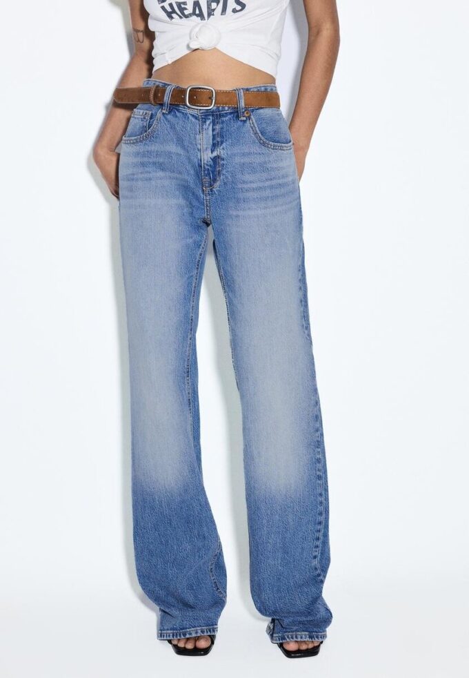 D68 Boot-Cut-jeans med belte