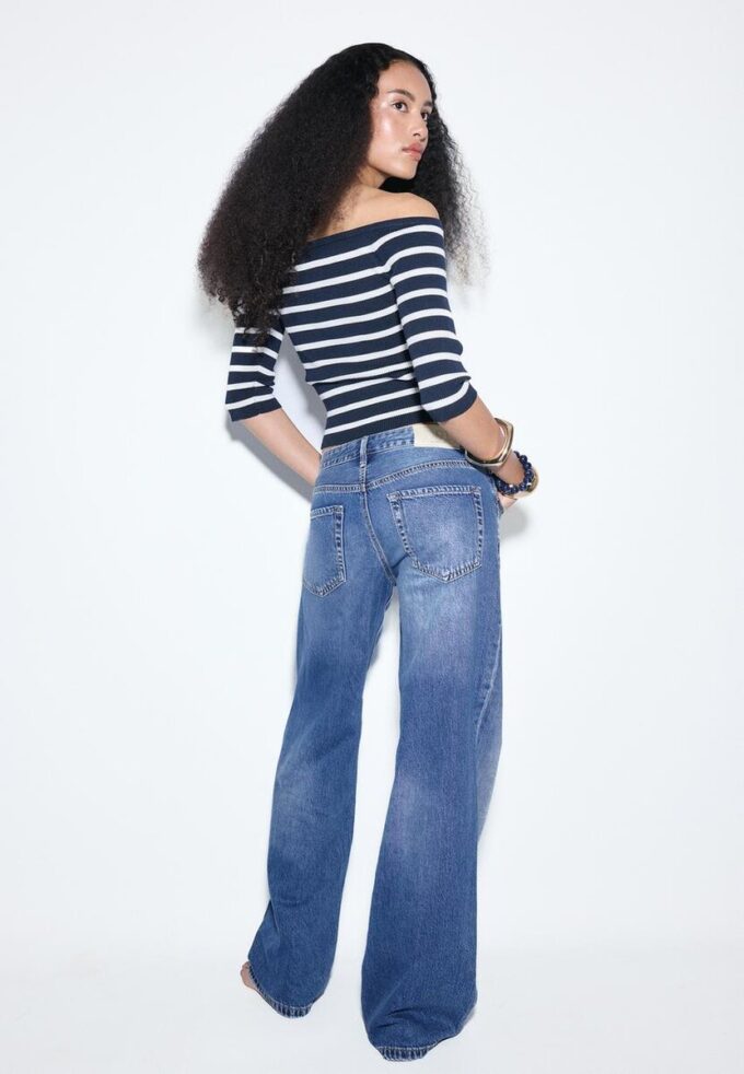 D91 Jeans med lav midje og Wide Leg-ben