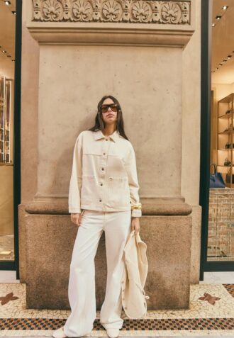 D91 lavt sittende jeans med Wide Leg og twill