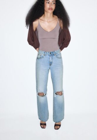 D92 Jeans med rett, Wide Leg-modell