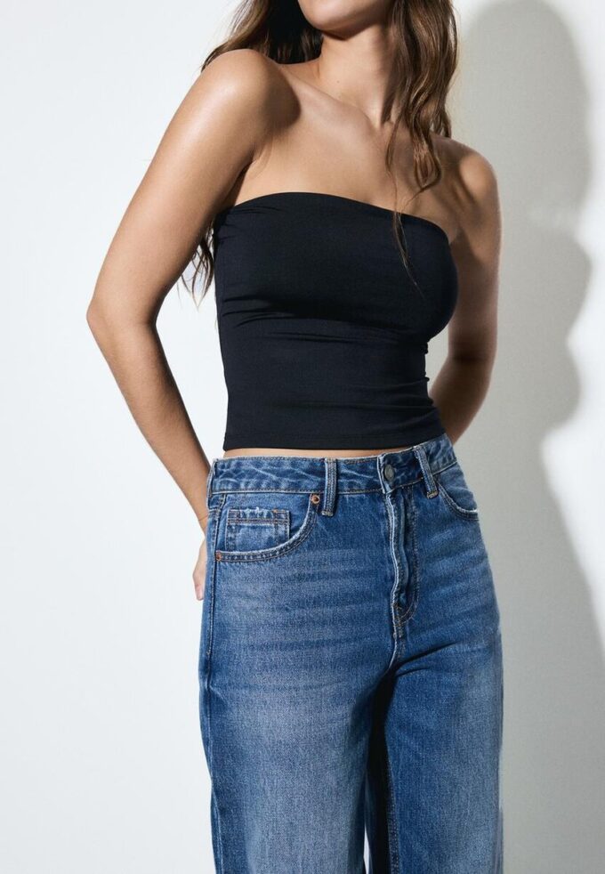 D92 Jeans med rett, Wide Leg-modell