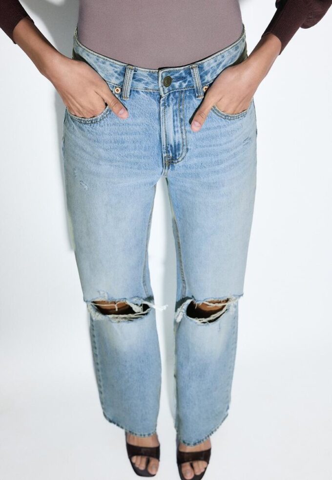 D92 Jeans med rett, Wide Leg-modell