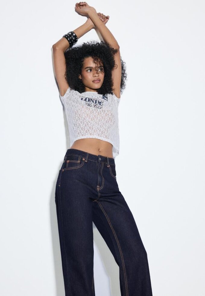 D92 Jeans med rett, Wide Leg-modell