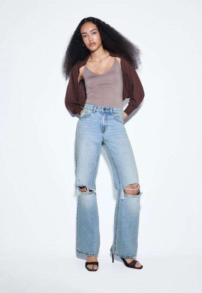 D92 Jeans med rett, Wide Leg-modell