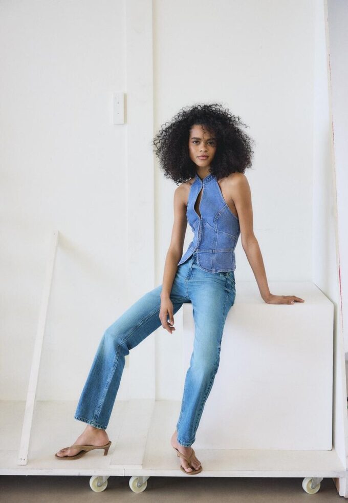 D98 Jeans med rett ben