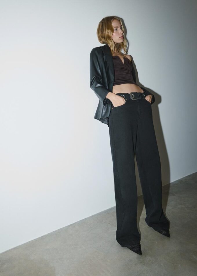 Drapert bandeau-top med V-utskjæring