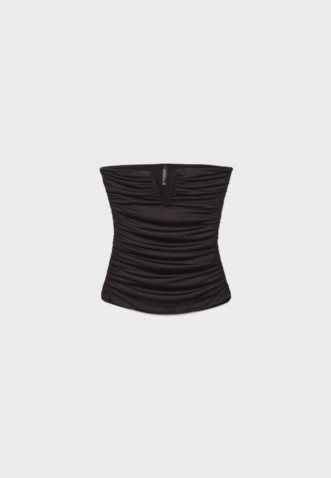 Drapert bandeau-top med V-utskjæring