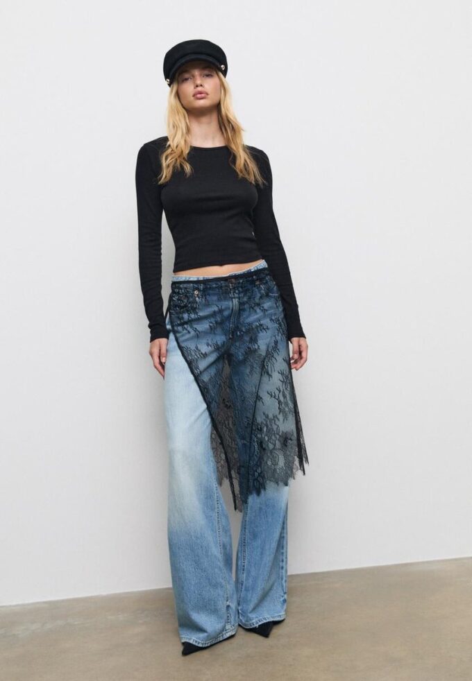 Enkel langermet bomullst-skjorte som basisplagg