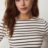 Enkel langermet stripete T-skjorte