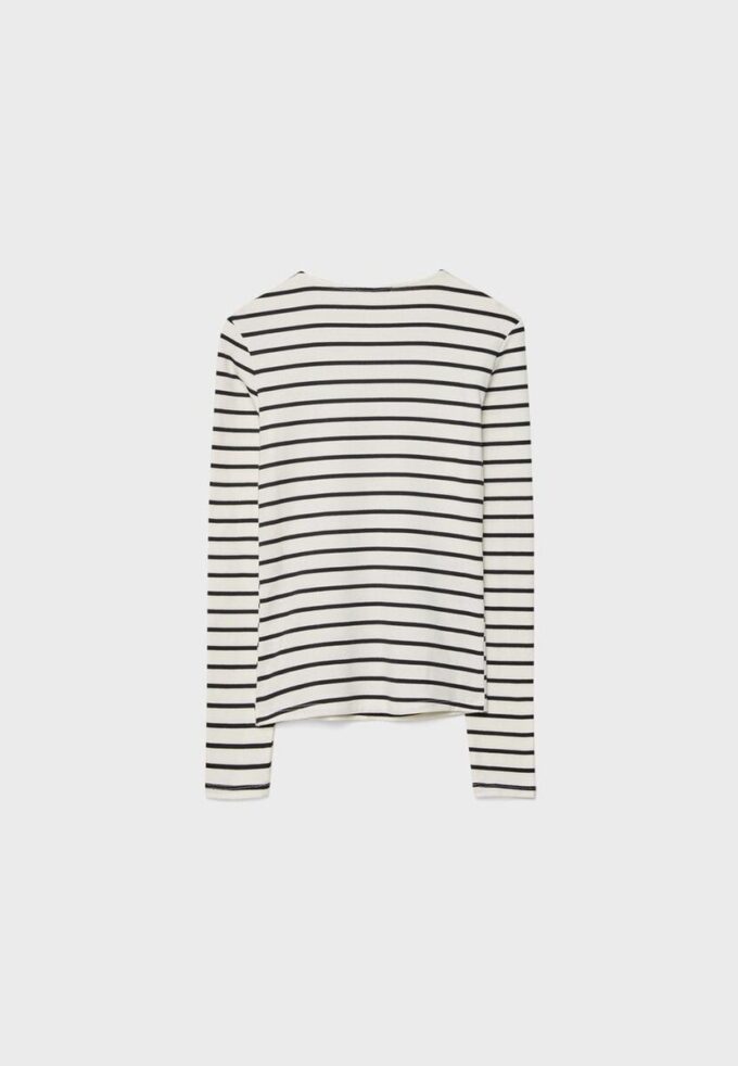 Enkel langermet stripete T-skjorte