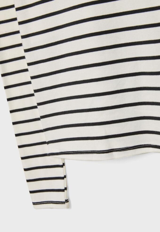 Enkel langermet stripete T-skjorte