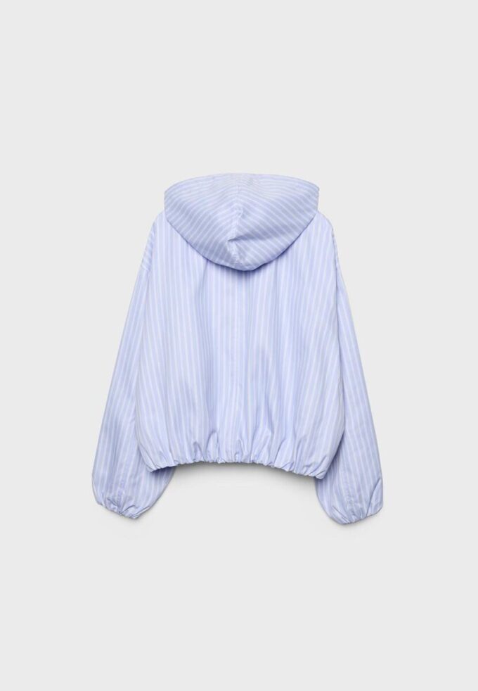 Enkel stripet nylonjakke med hette