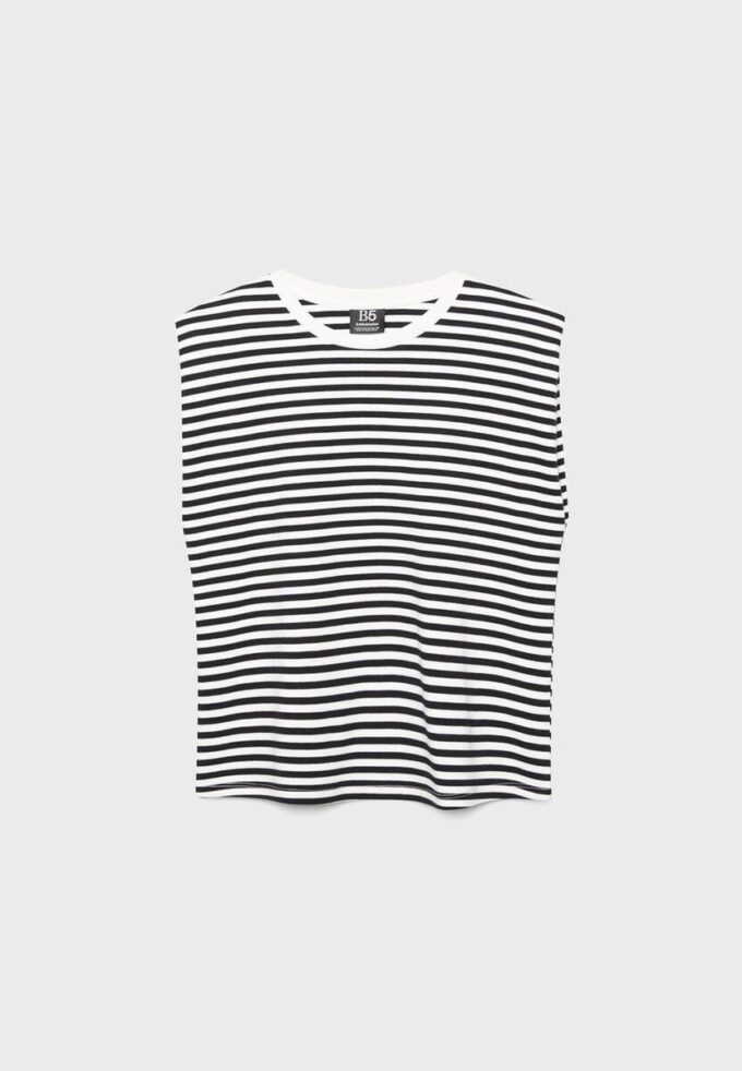 Enkel stripet T-skjorte med polstrede skuldre som basisplagg