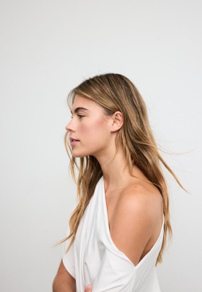 Enkel T-skjorte med flagermusermmer