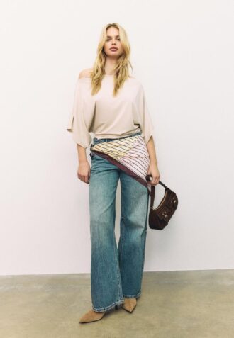 Enkel T-skjorte med flagermusermmer