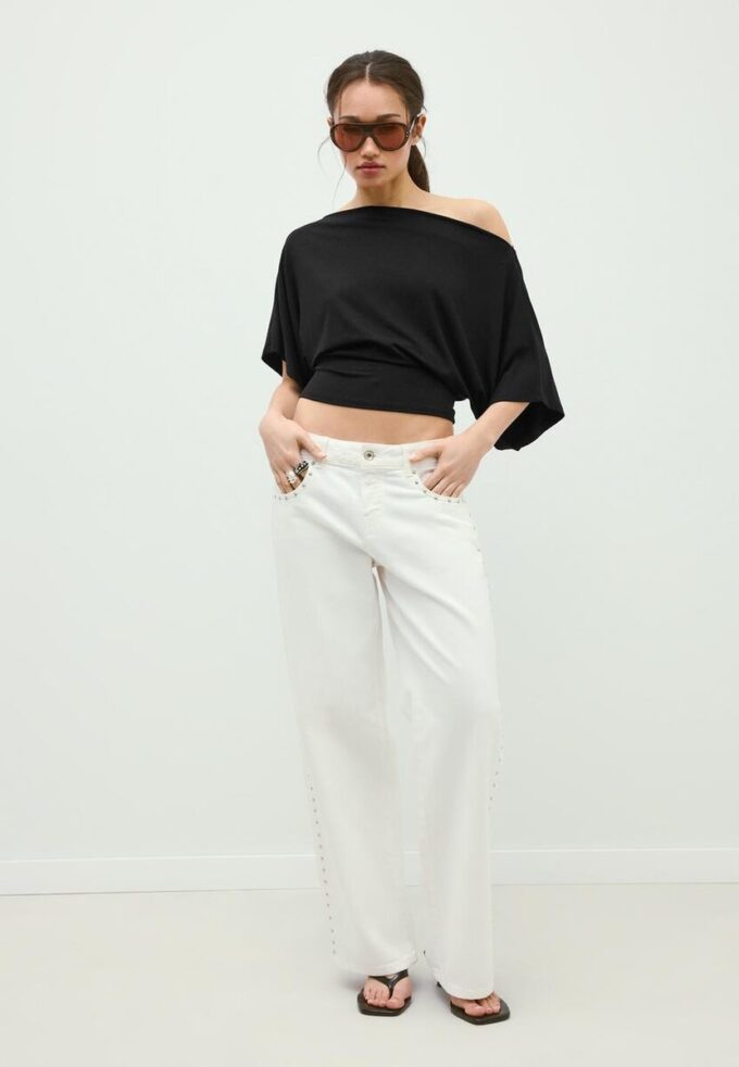 Enkel T-skjorte med flagermusermmer