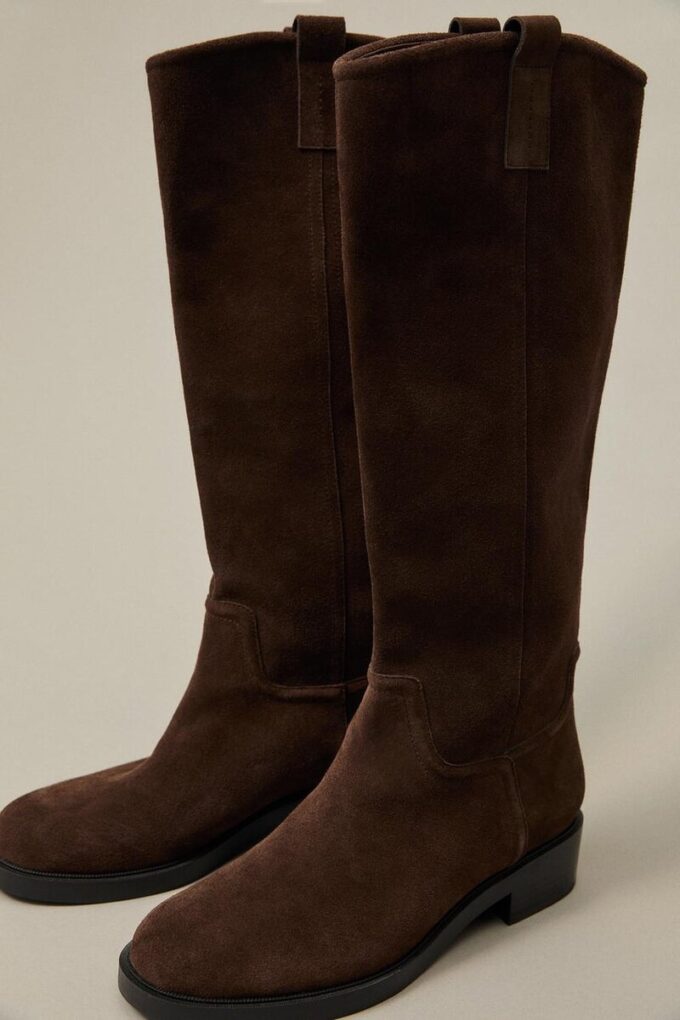 Flat ride støvel i skinn