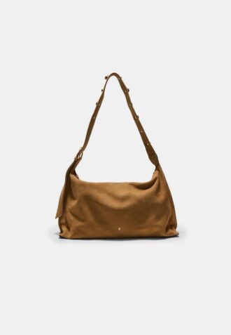 Flat skulderveske med nitter, 100 % Skinn