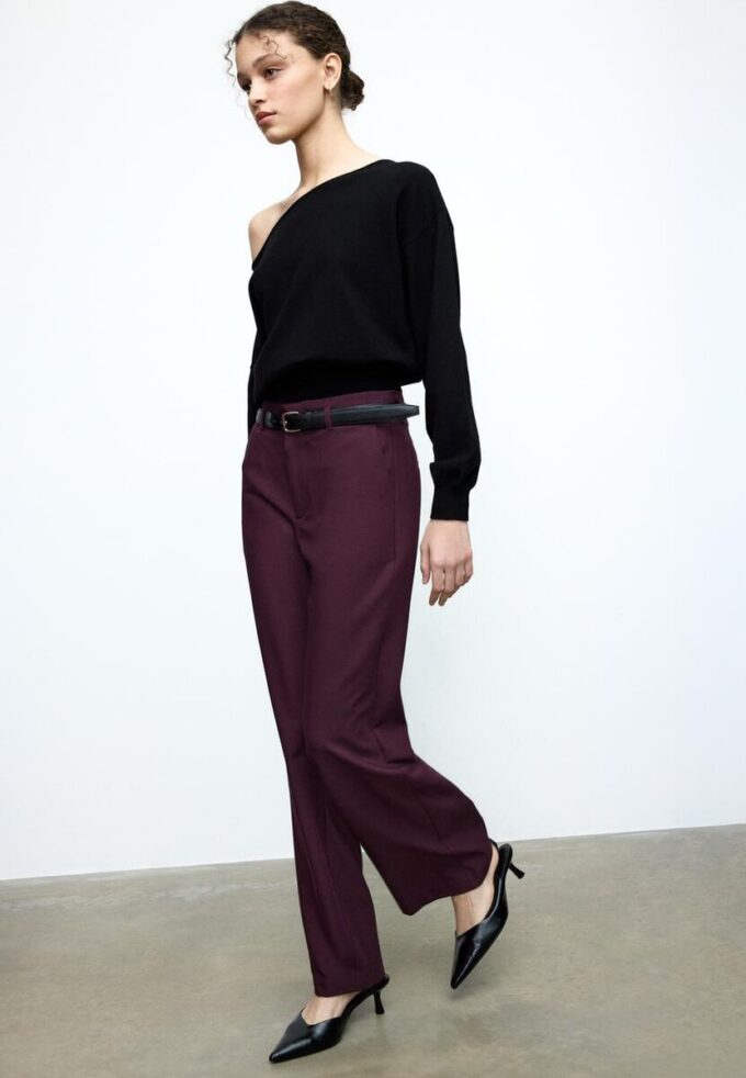 Flott, rett buksemodell med belte