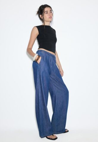 Flytende denimbukser med snøring