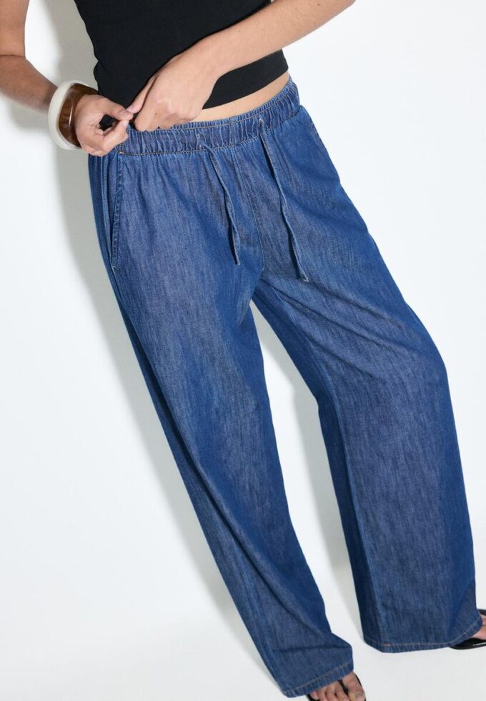 Flytende denimbukser med snøring