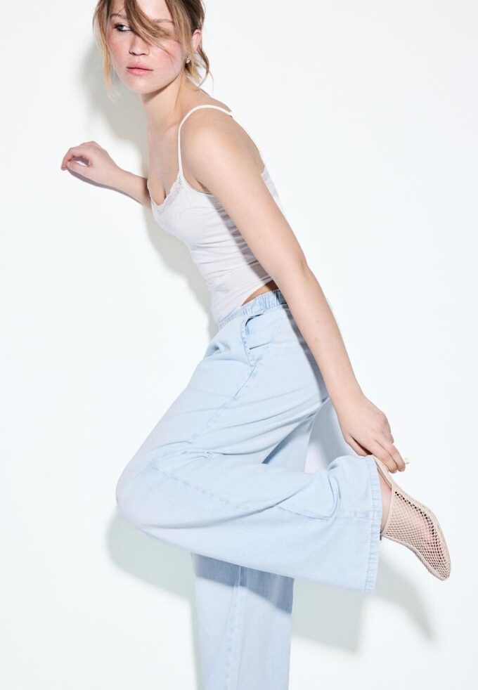 Flytende denimbukser med snøring