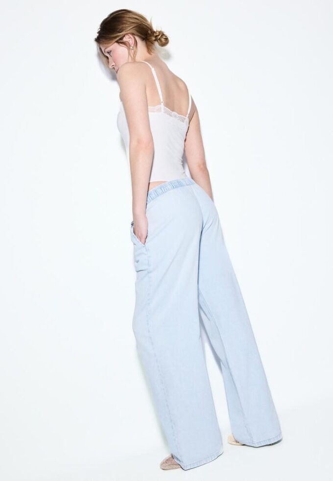 Flytende denimbukser med snøring