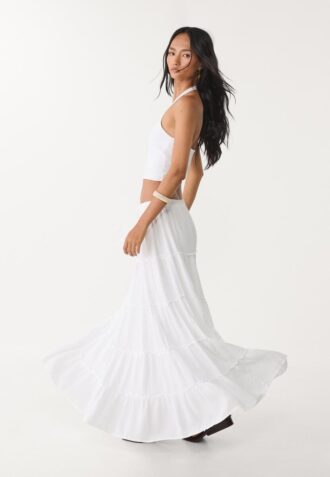 Flytende midiskjørt med paneler