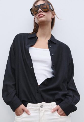 Flytende skjorte i lin-look