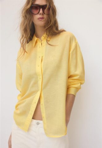 Flytende skjorte i lin-look