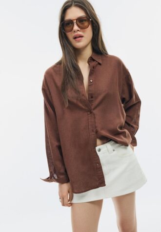 Flytende skjorte i lin-look