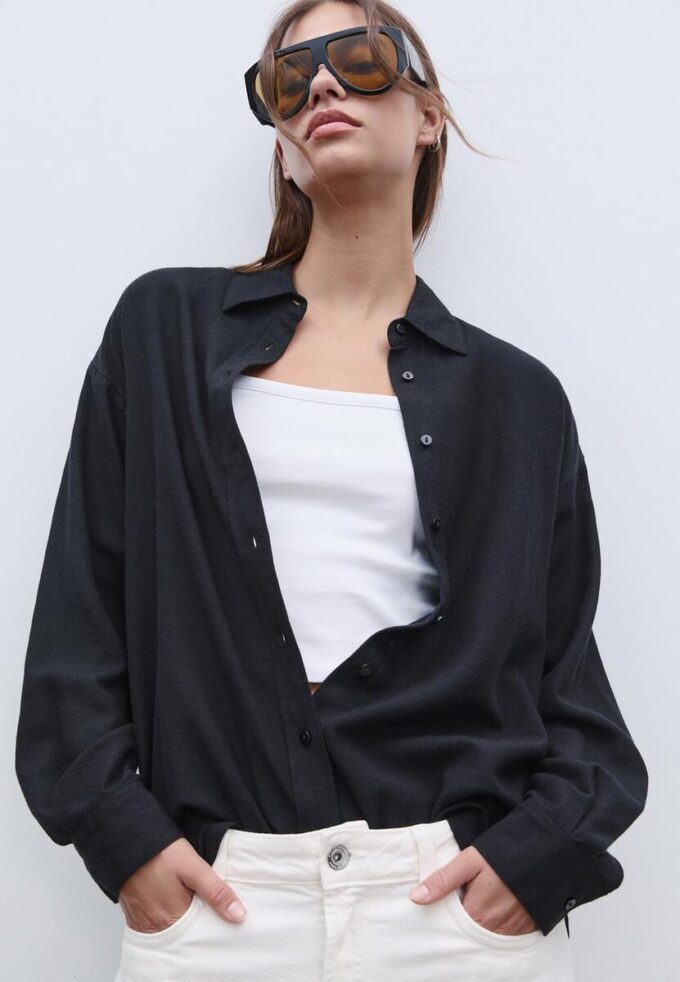 Flytende skjorte i lin-look