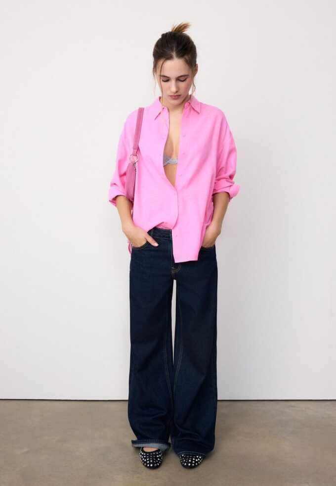 Flytende skjorte i lin-look