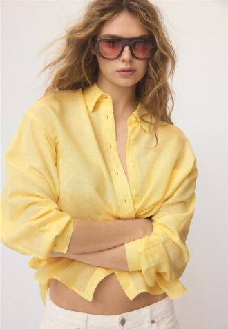 Flytende skjorte i lin-look